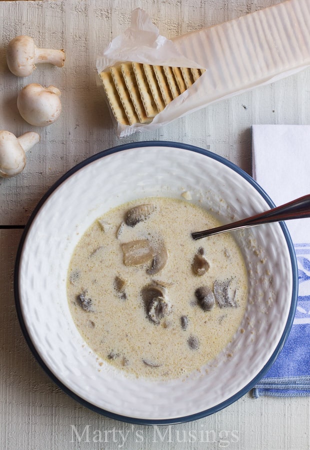 With just a few handy ingredients, this homemade slow cooker Cream of Mushroom Soup from Marty's Musings will delight the entire family and is a tasty budget dinner.