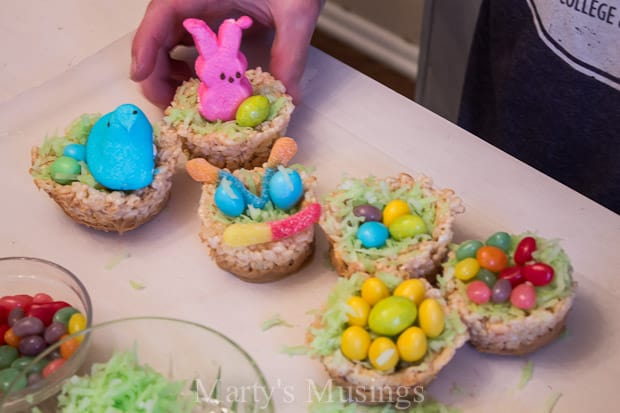 Food on a table, with Rice Krispies Treats