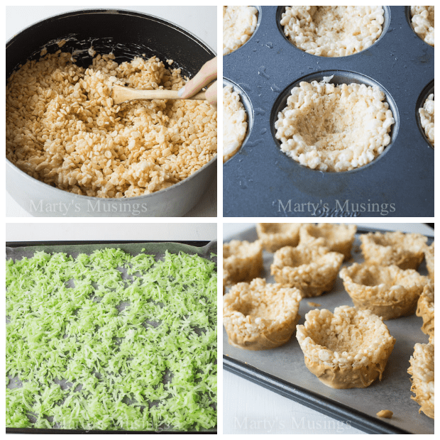 A bunch of different types of food, with Rice Krispies Treats