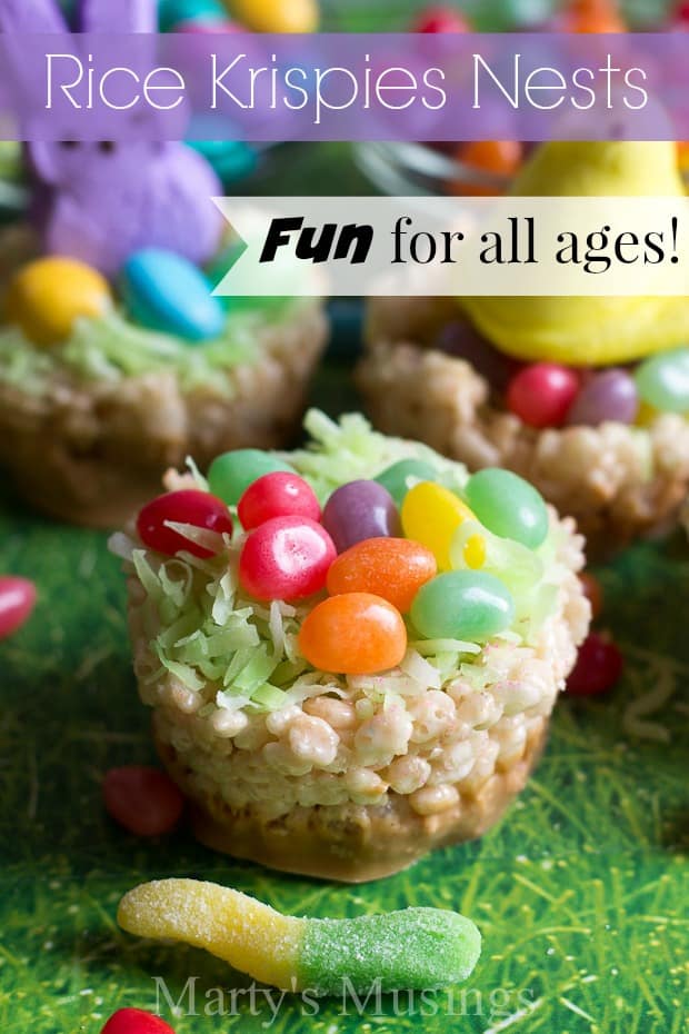 Enjoy celebrating the holidays and everyday with your kids in the kitchen with these 3 ingredient Rice Krispies Treats and perfectly adorable Easter nests.