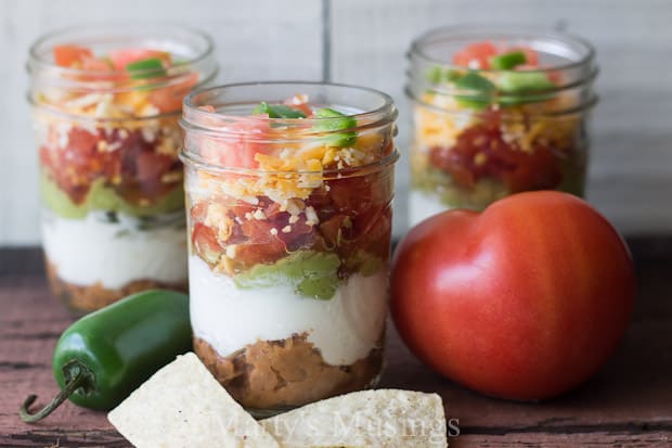 7 layer mexican dip in mason jars