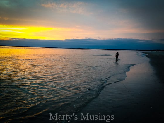A sunset over a body of water