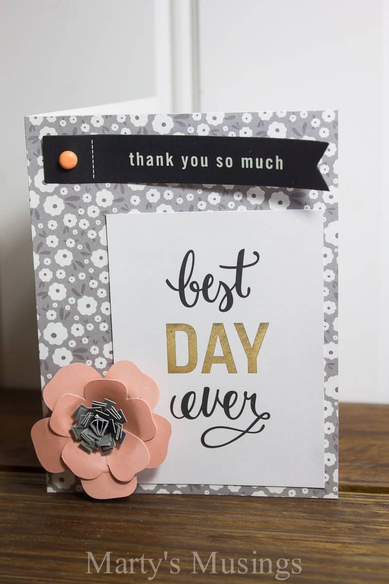 These simple cards can be made from left over scrapbook papers and embellishments in 5 minutes or less!