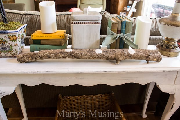 chalk-painted console table