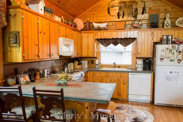 A kitchen with a dining table