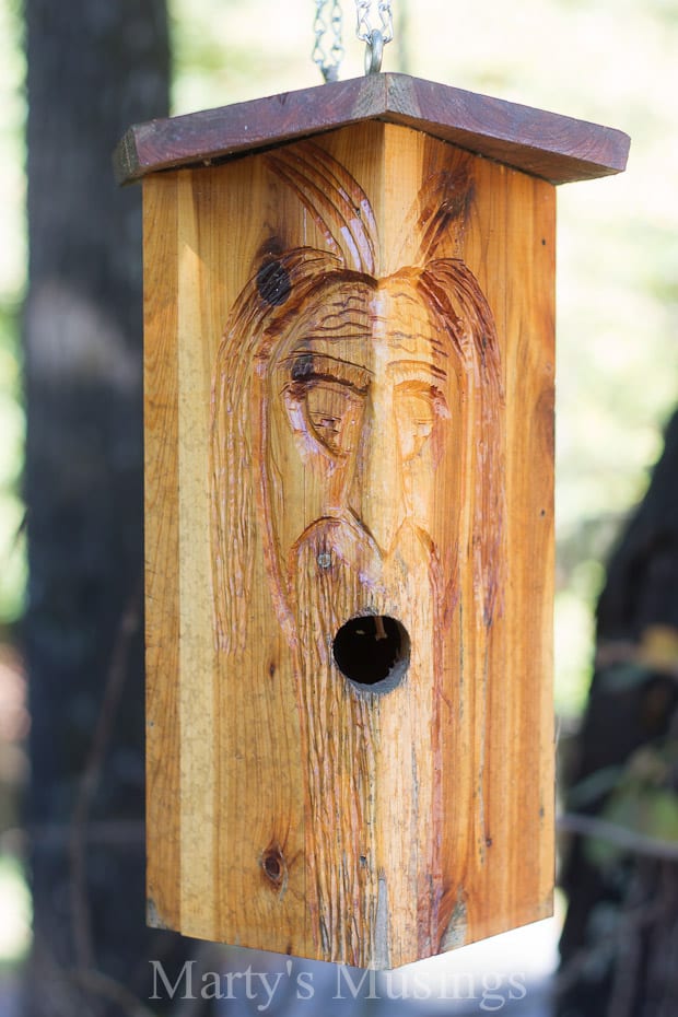 A close up of a birdhouse