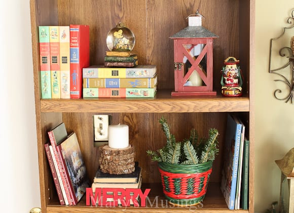 A close up of a book shelf