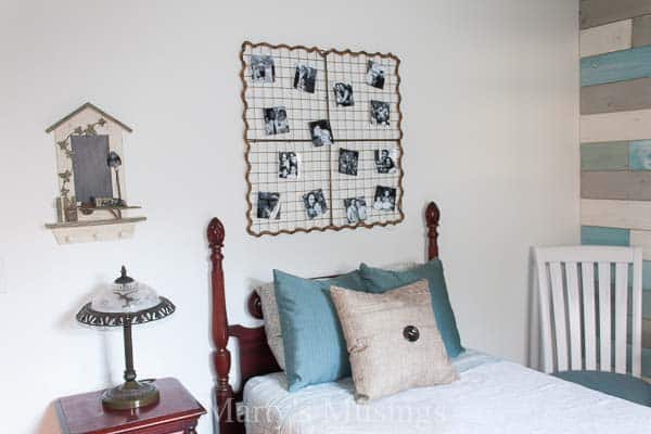 By using paint, thrifted and repurposed materials this teen boy bedroom makeover is completed on a budget and turned into a rustic coastal retreat.
