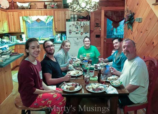 A group of people sitting at a table