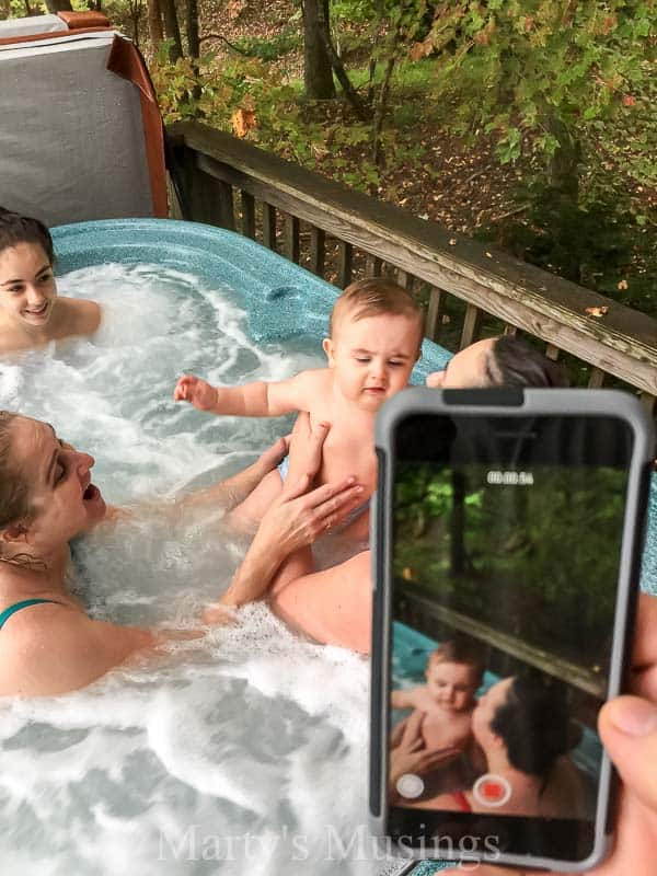 A group of people in a pool of water