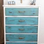 Aqua blue painted dresser with chalk paint