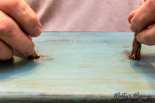 Adding rope handles to drawer front