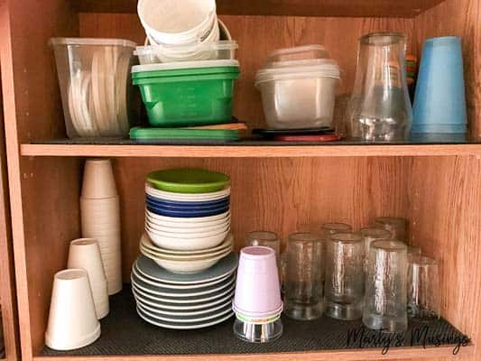 Closeup of bookshelves filled with kitchen supplies