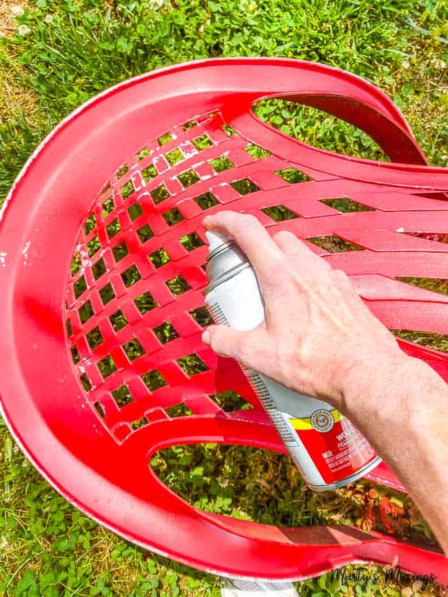 spray painting chair outside