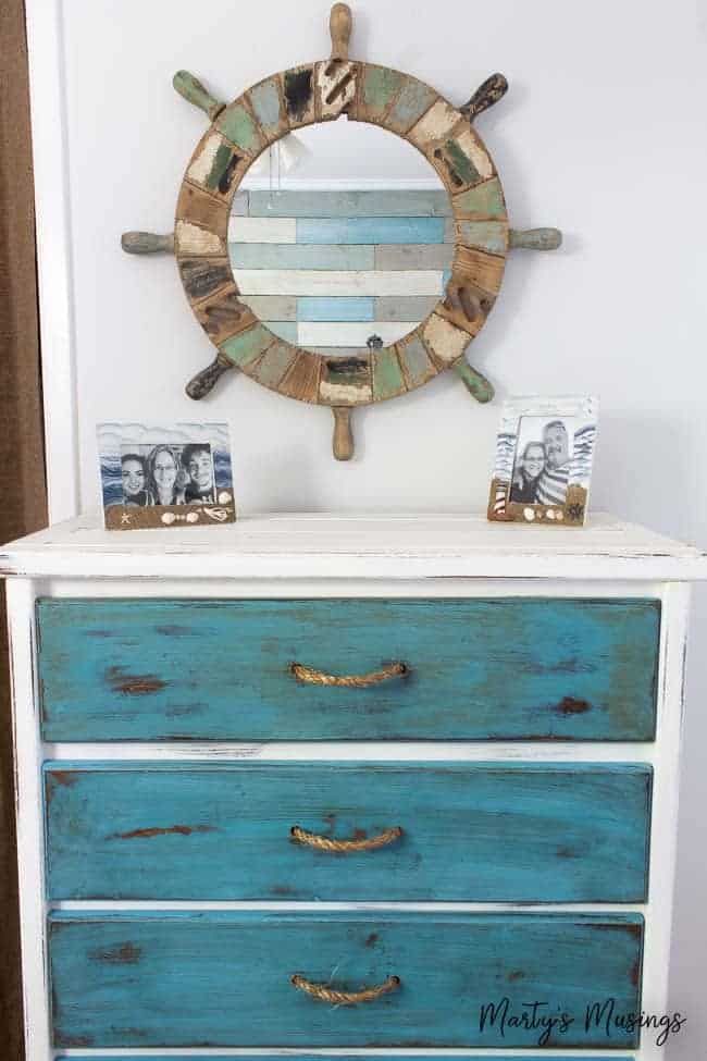 Aqua chalk painted dresser