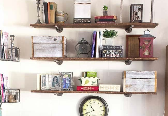 How to Build Industrial Pipe Shelves and Make New Wood Look Old