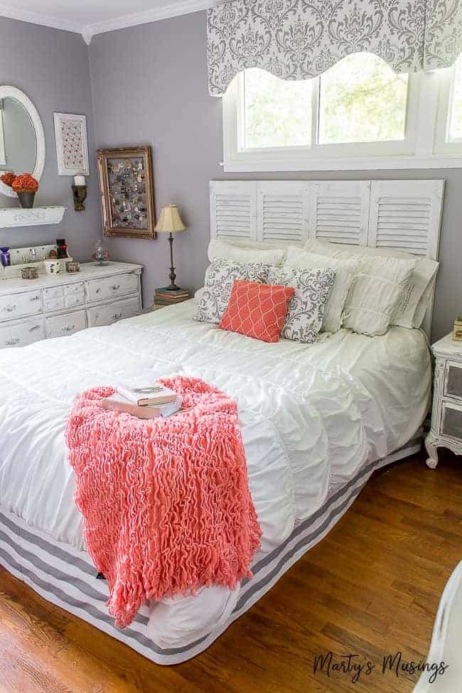 A large bed sitting in a room