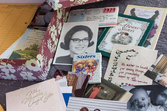 Vintage pictures and memorabilia of sister to help with things to declutter when overwhelmed