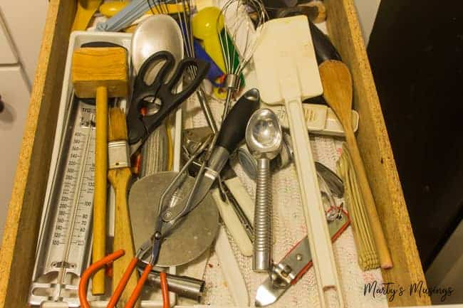 messy kitchen accessory drawer