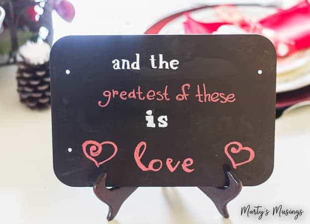 And the greatest of these is love chalkboard quote