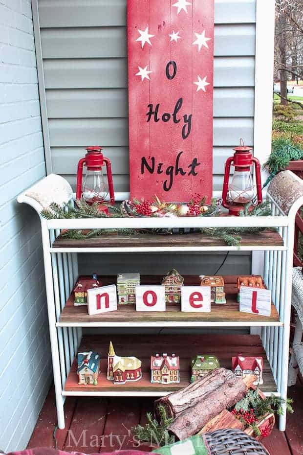 O Holy Night sign with vinyl letters repurposed from old wood