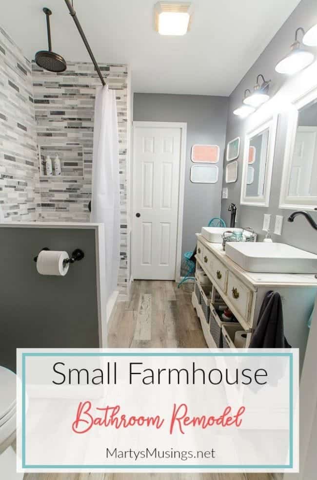 Small Farmhouse Bathroom Remodel, Bathroom Shower Remodel Ideas Before And After