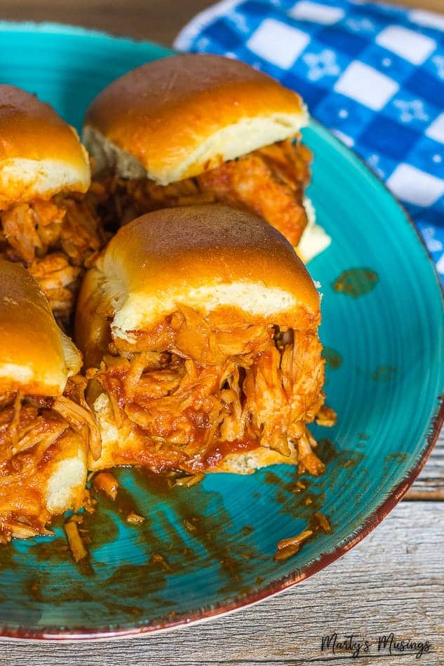 Slow cooker BBQ sliders on buns