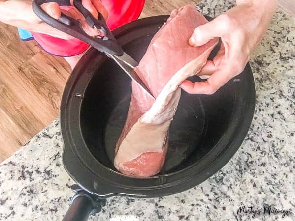 Cut pork loin for slow cooker