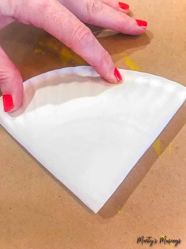 fold paper plate in fourths