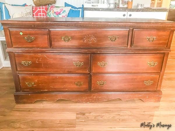 Goodwill dresser before repurposing for a vanity