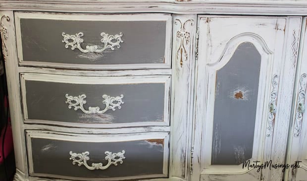 Gray and white distressed chest