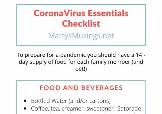 Coronavirus  Essentials Checklist: Free Printable!
