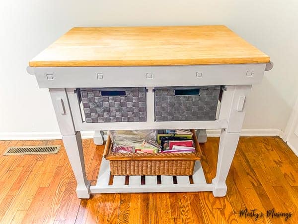 Repurposed Rolling Kitchen Cart with Butcher Block