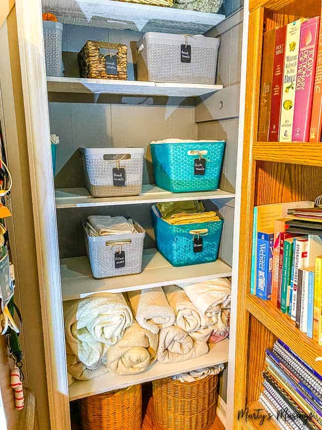 Narrow Linen Closet Storage Options Made Easy - Sabrinas Organizing