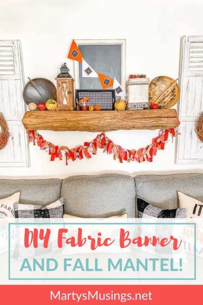 DIY fall fabric banner and mantel