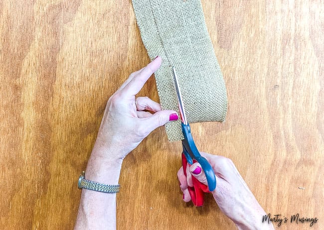 cut brown burlap ribbon