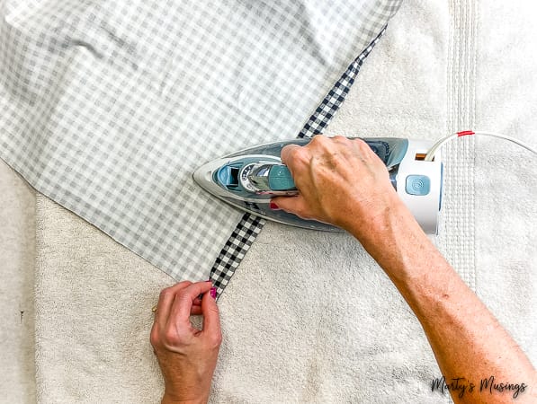 Press seam on buffalo plaid fabric