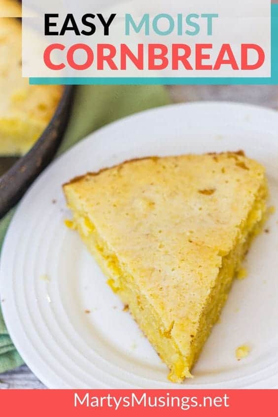 easy moist corn bread on white plate