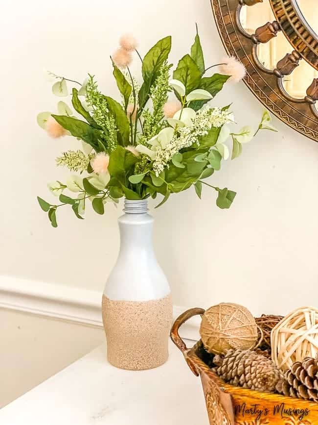 spray painted DIY Textured Vase for fall