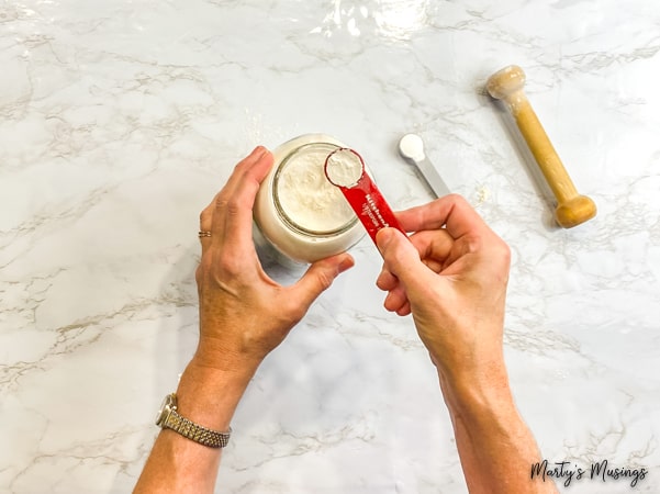 Add dry ingredients to mason jar recipe