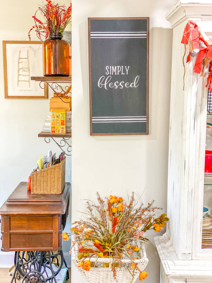 simply blessed rustic wooden sign for fall