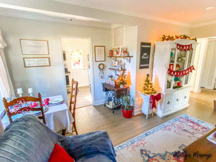 small home decorated with traditional Christmas treasures