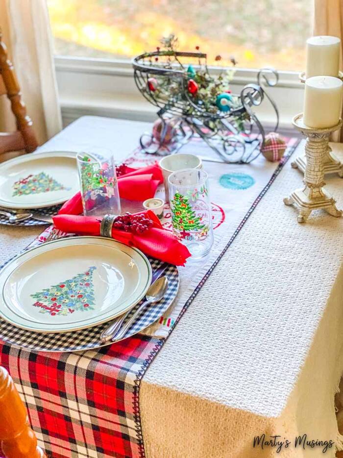 cozy cottage with buffalo check table setting