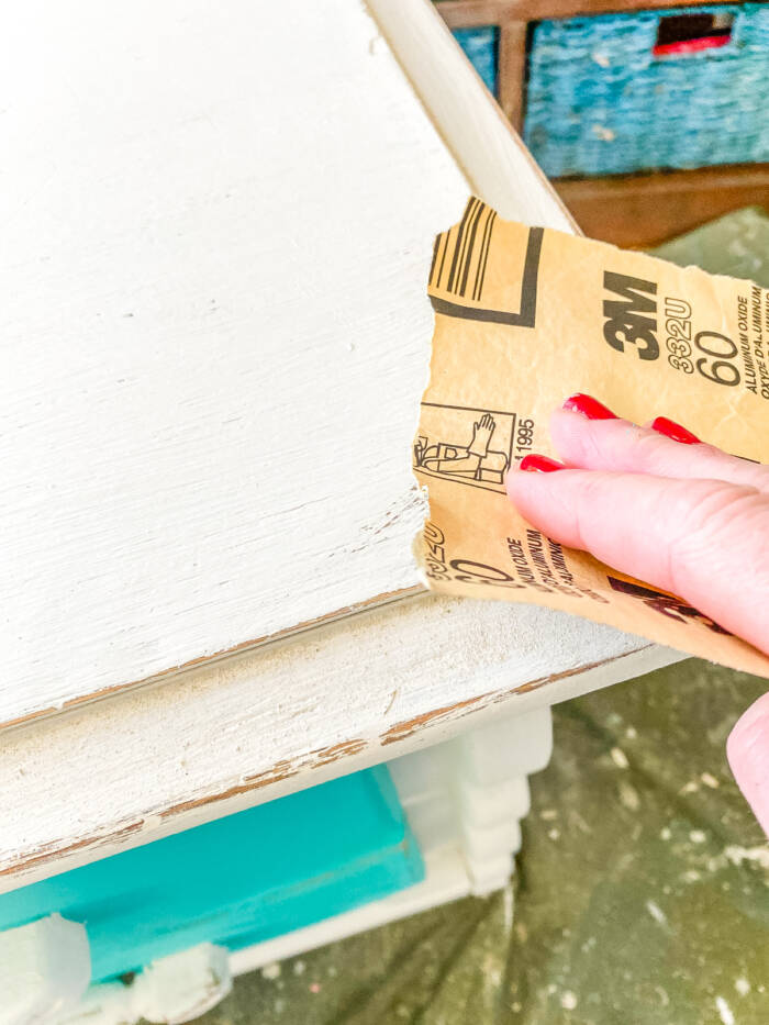 distressing a chalk painted book