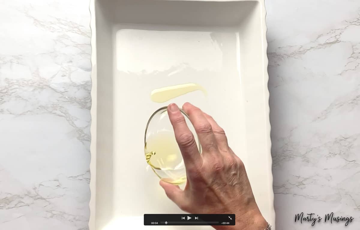 Pour butter into white ceramic dish
