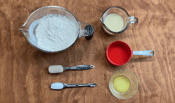 Ingredients for sweet milk white bread using bread machine