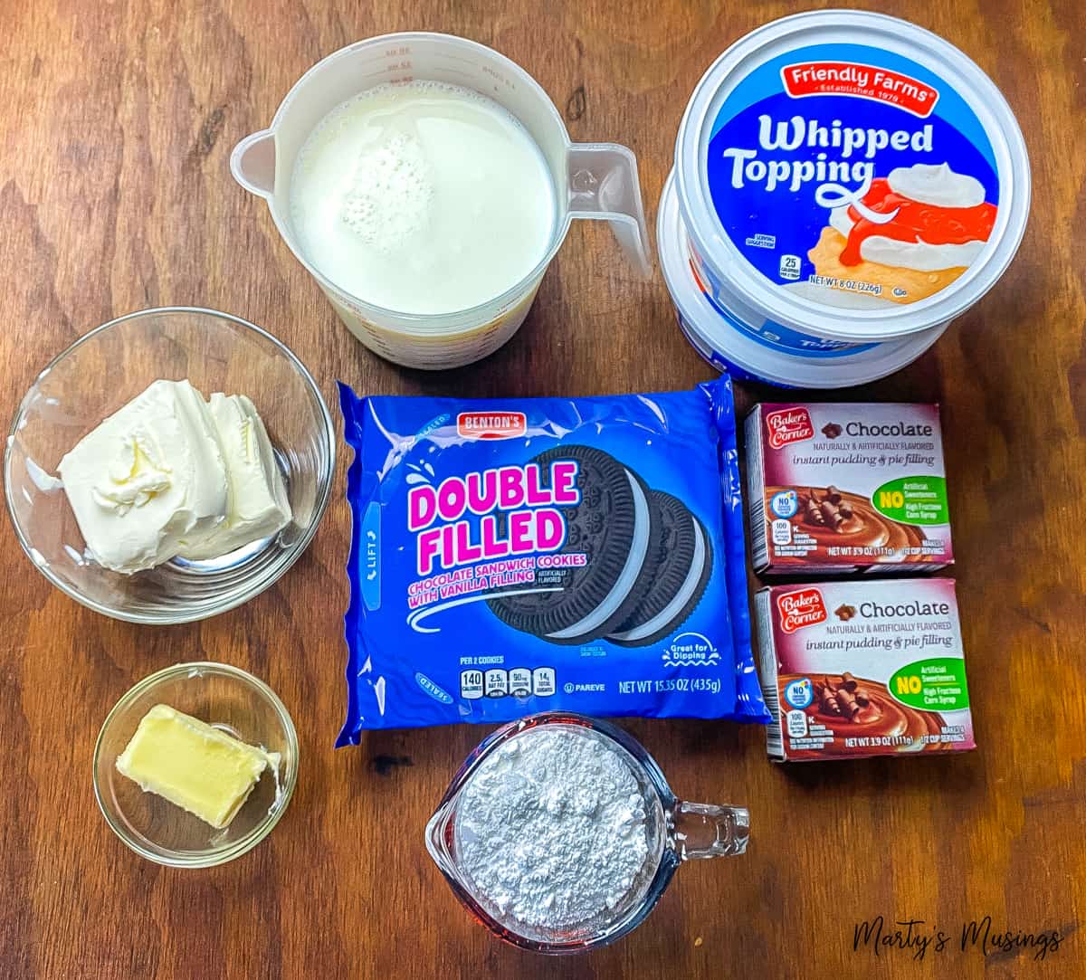 Ingredients for Oreo Dirt Cake