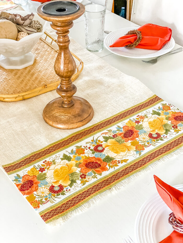 Burlap and fabric table runner for fall