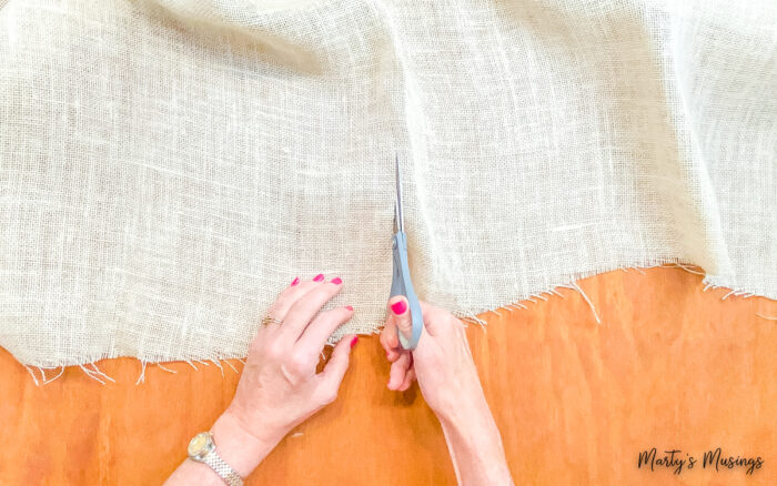 cut cream burlap fabric