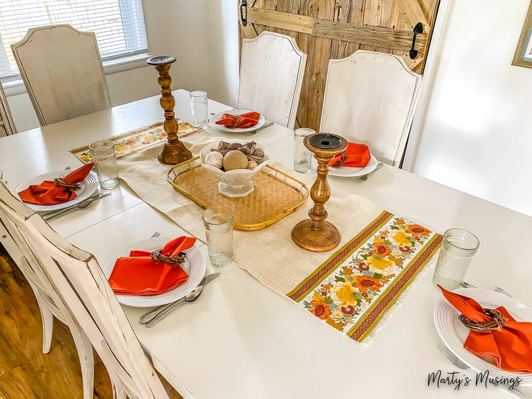 Fall Table Decor + No Sew Runner - Marty's Musings, image size:1067x800